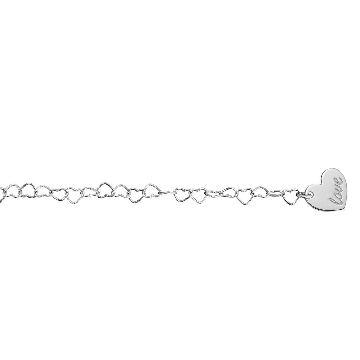 Herz-Fußkettchen aus 925er Silber mit Rundankerkette, 25 cm von ONE ELEMENT