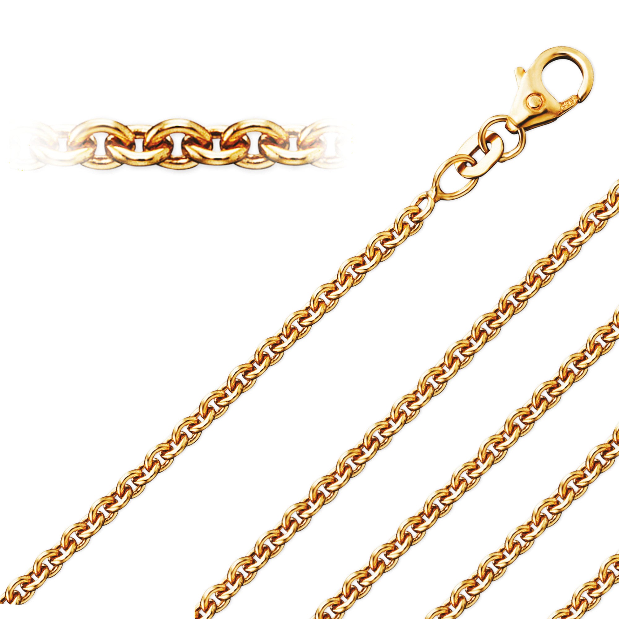 Halskette Rundankerkette aus 333er Gelbgold Ø 2,4 mm von ONE ELEMENT – Bild 1