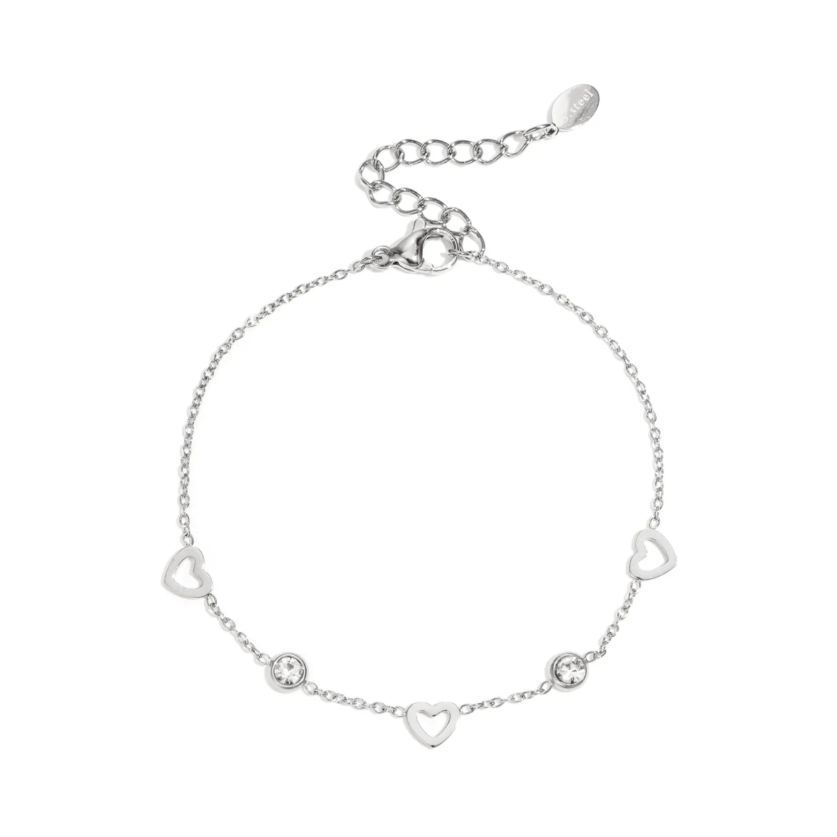 LIVAYA Armband Gliederarmband mit Herzdetails und Schmucksteinen 16 cm + 3 cm – Bild 1