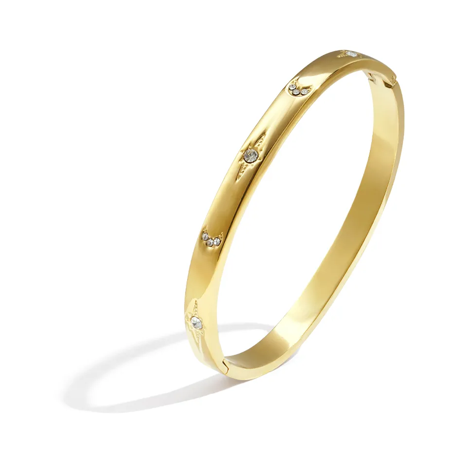 LIVAYA Armband Armreif aus Edelstahl mit Strasssteinen – Bild 2