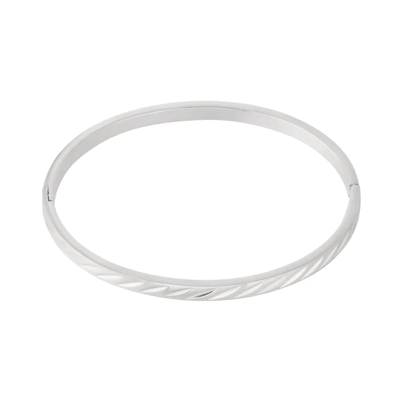 LIVAYA Armband Armreif in Armreif-Form aus Edelstahl mit geometrischem Muster – Bild 1