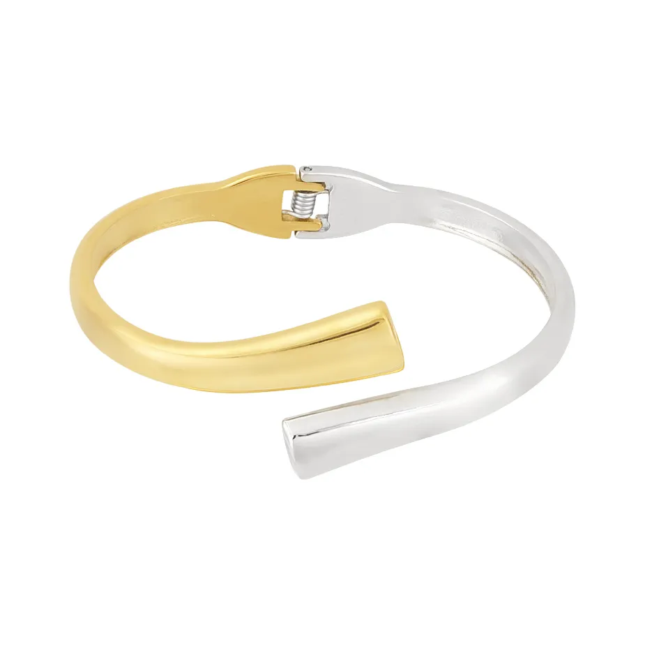 LIVAYA Armband Armspange aus Edelstahl mit offenem, geschwungenem Design – Bild 2