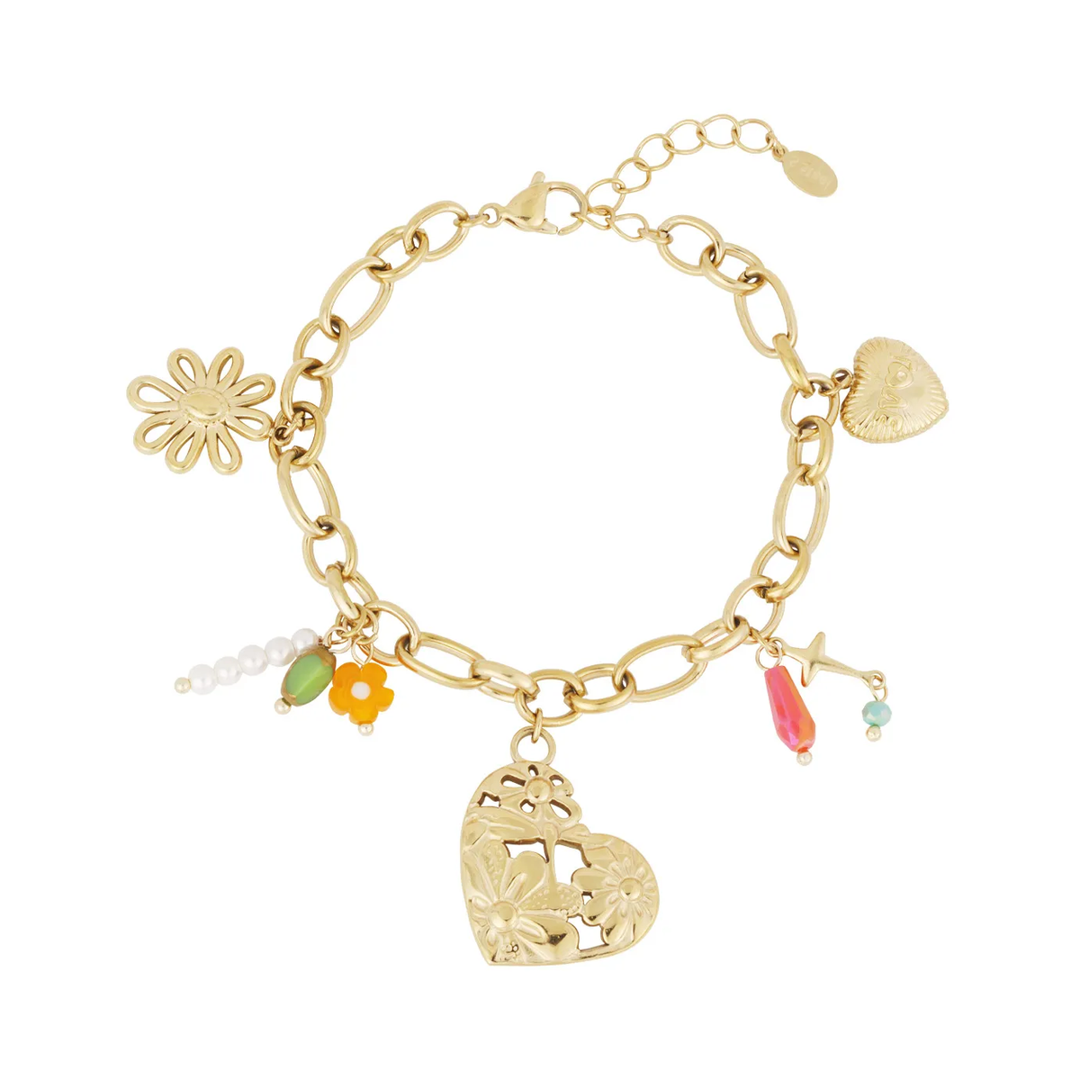 LIVAYA Armband Charmarmband ein Charmarmband mit bunten Anhängern, 16,5 cm – Bild 1