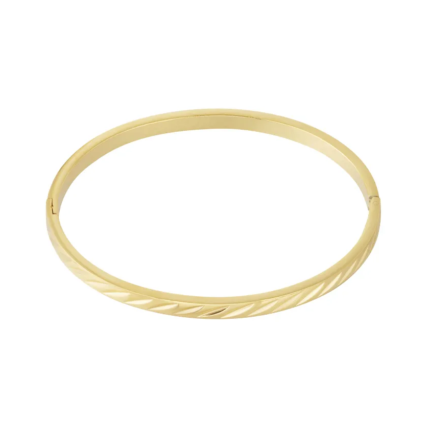 LIVAYA Armband Armreif in Armreif-Form aus Edelstahl mit geometrischem Muster – Bild 2