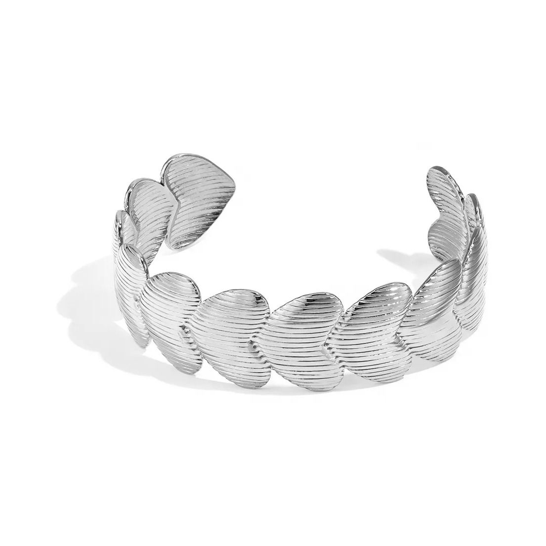 LIVAYA Armband Armspange mit gestreiften Herzen aus Edelstahl – Bild 1