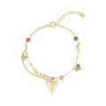 LIVAYA Armband Charmarmband mit Herzanhänger und bunten Perlen 16 cm – Bild 1