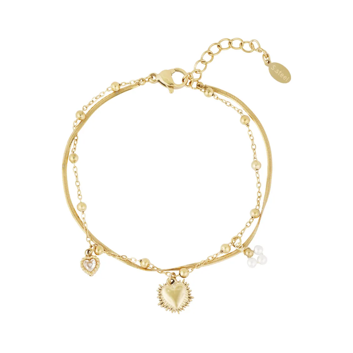 LIVAYA Armband Charmarmband mit Herzanhängern 16 cm – Bild 3