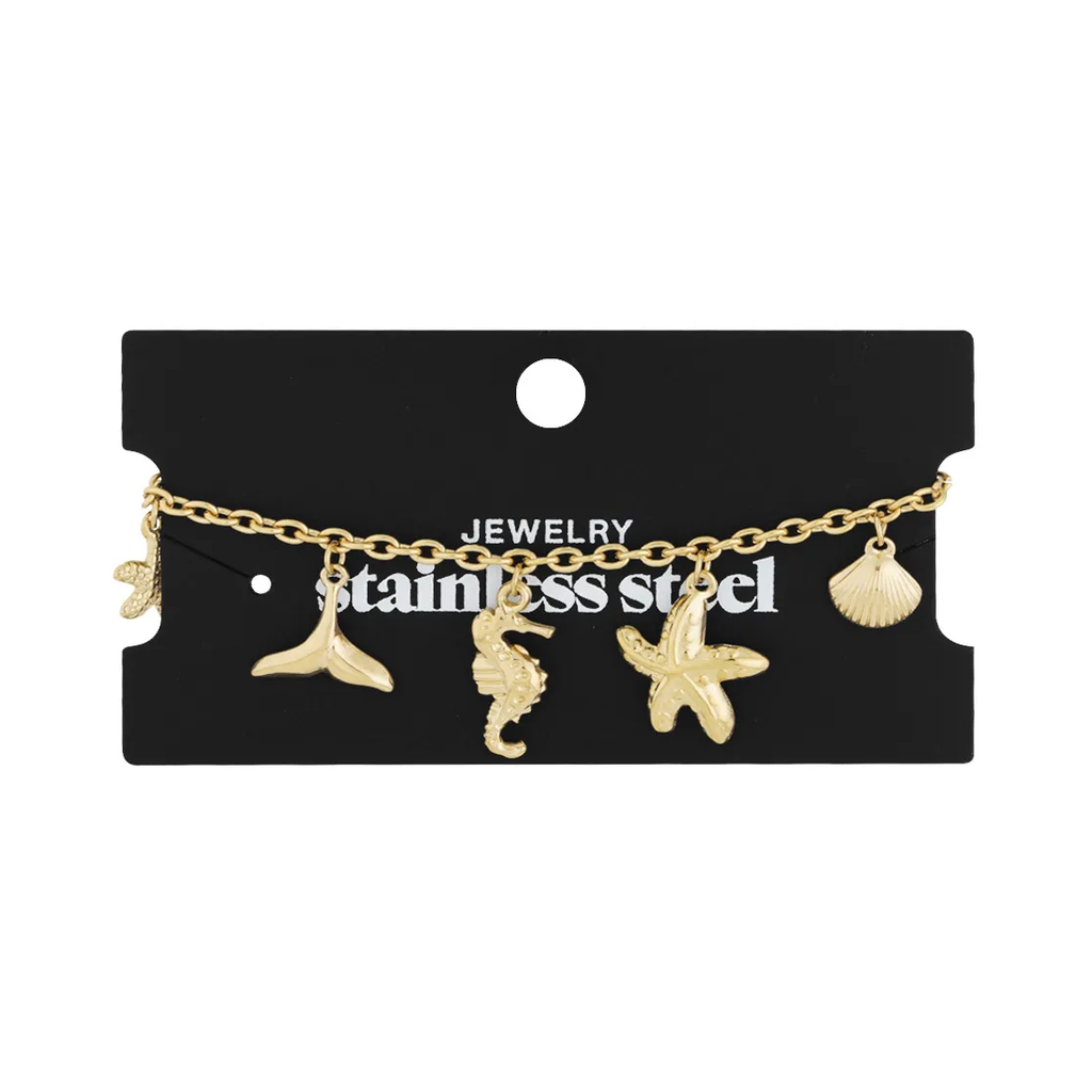 LIVAYA Armband Charmarmband aus Edelstahl mit maritimen Anhängern, 17,5 cm – Bild 2