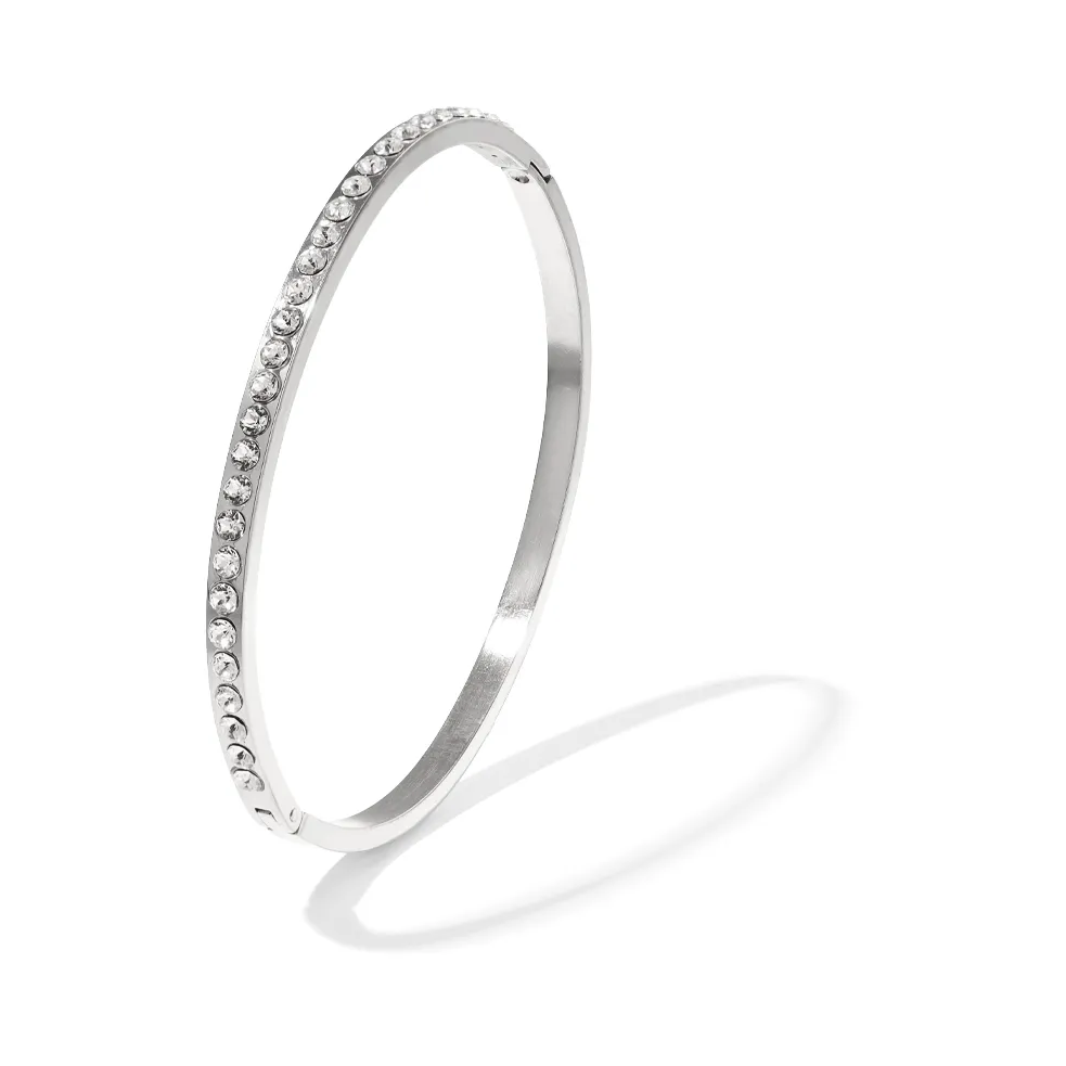 LIVAYA Armband Armreif Armreif aus Edelstahl mit Strasssteinreihe – Bild 1