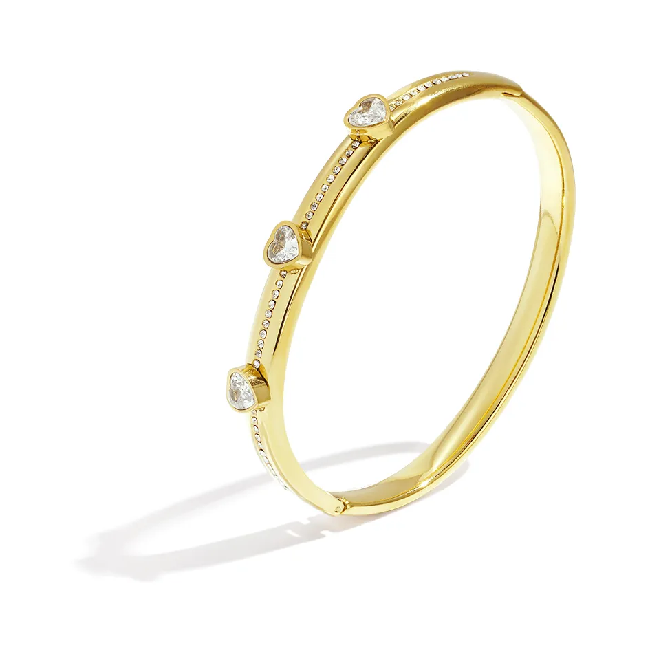 LIVAYA Armband Armreif mit Herzdetails und Strasssteinen – Bild 2