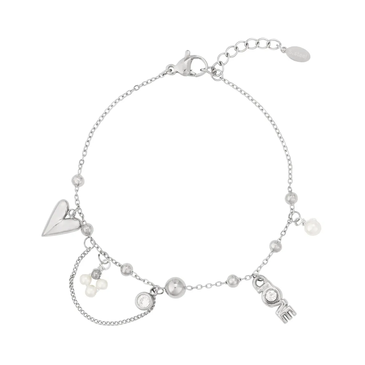 LIVAYA Armband Charmarmband Charmarmband mit Herz- und LOVE-Anhängern 16 cm – Bild 1
