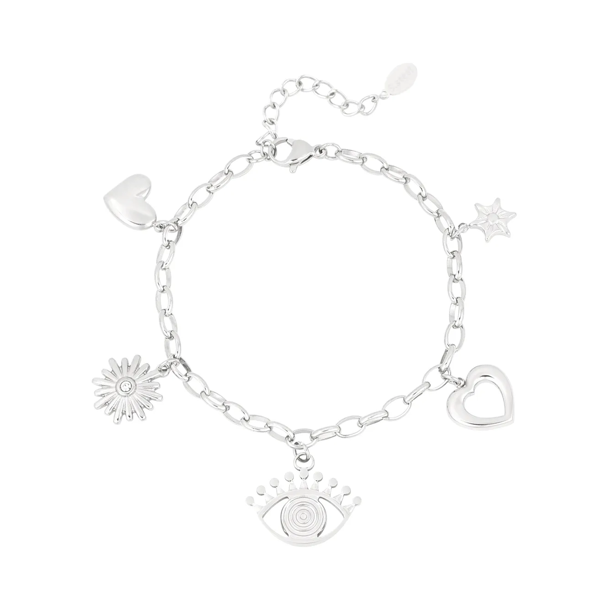 LIVAYA Armband Charmarmband mit Herz-, Stern-, Sonnen- und Augenanhängern 16 cm – Bild 1