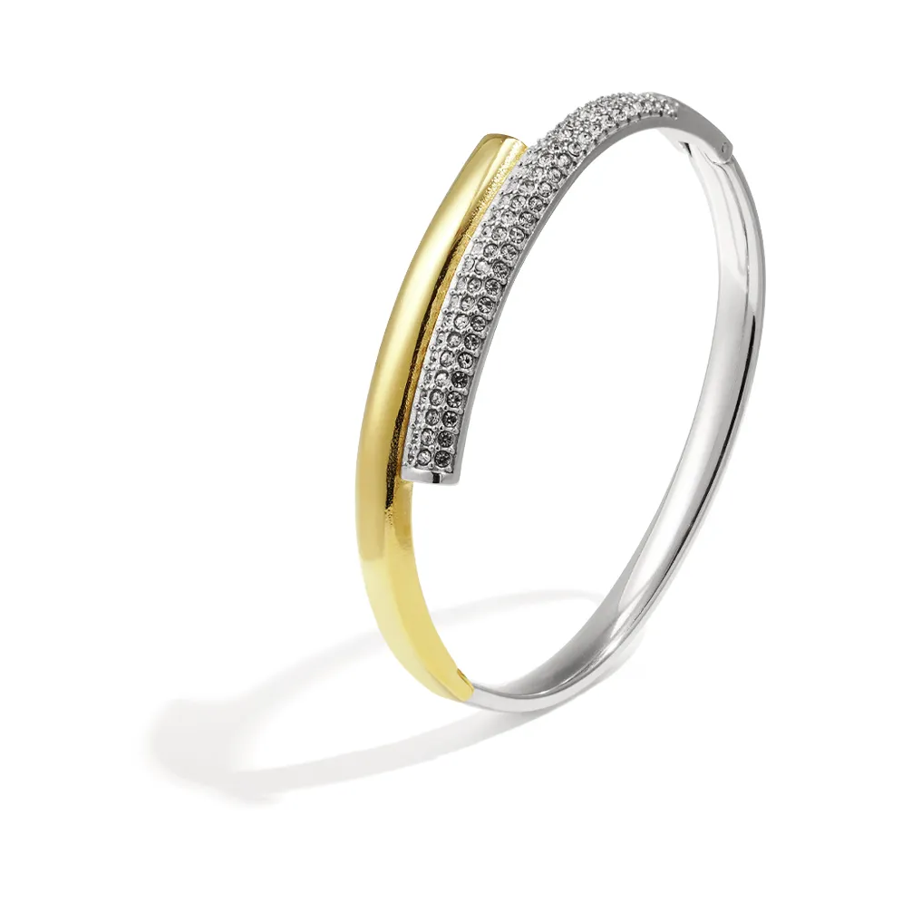LIVAYA Armband Armreif Armschmuck: Armreif mit Strasssteinreihe – Bild 3