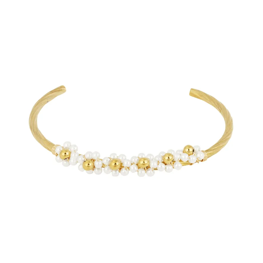 LIVAYA Armband Armspange als goldfarbene Armspange mit Perlenoptik – Bild 1