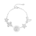 LIVAYA Armband Charmarmband aus Edelstahl mit Sonne, Sternen, Blume und Schleife 16,5 cm – Bild 1