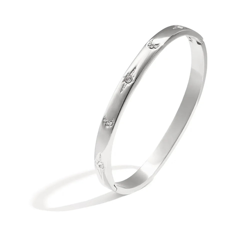 LIVAYA Armband Armreif aus Edelstahl mit Strasssteinen – Bild 1