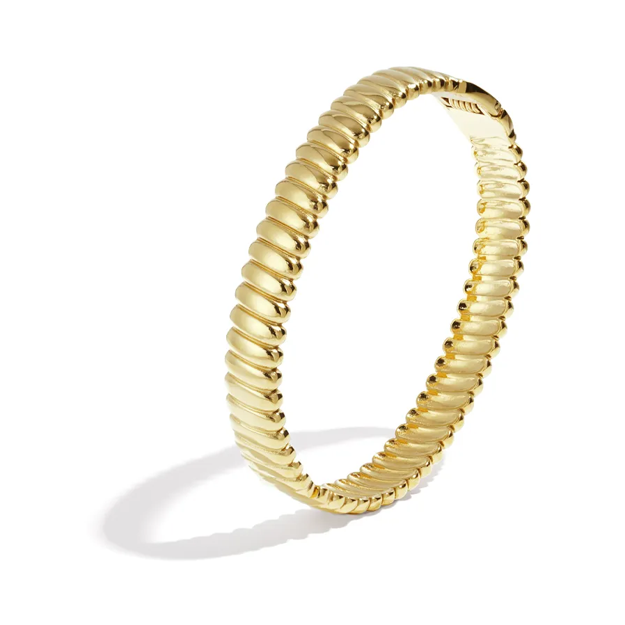 LIVAYA Armband Armreif Armschmuck: Armreif aus Edelstahl mit gerippter Oberfläche – Bild 2