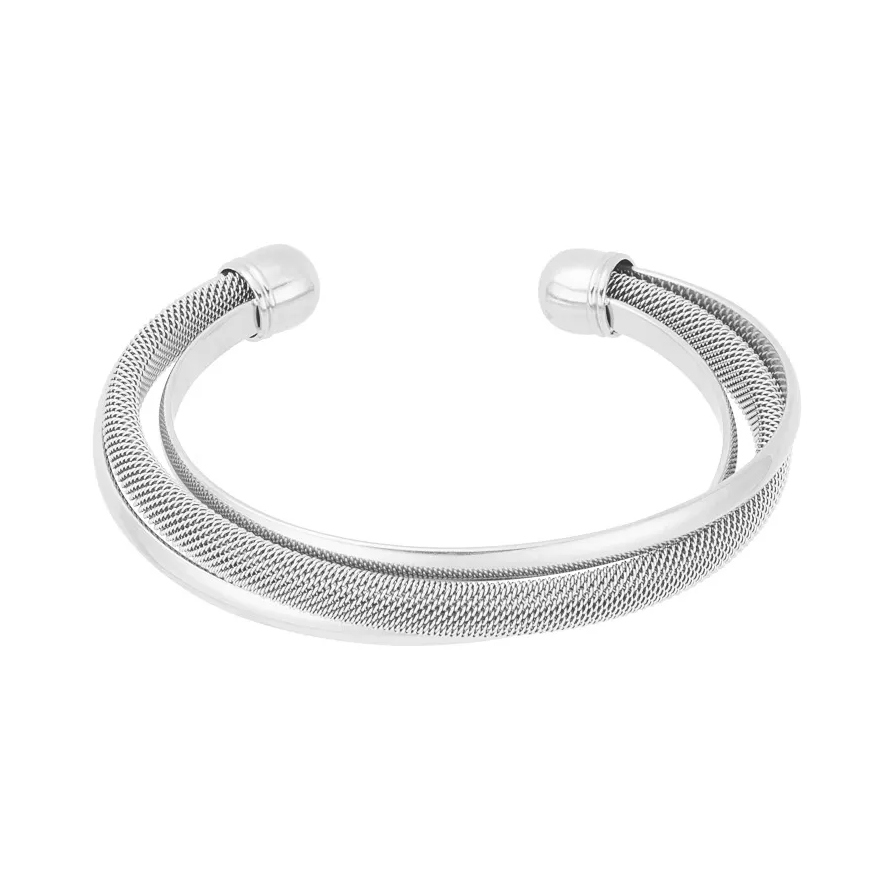 LIVAYA Armband Armspange aus Edelstahl mit strukturierter Oberfläche – Bild 1
