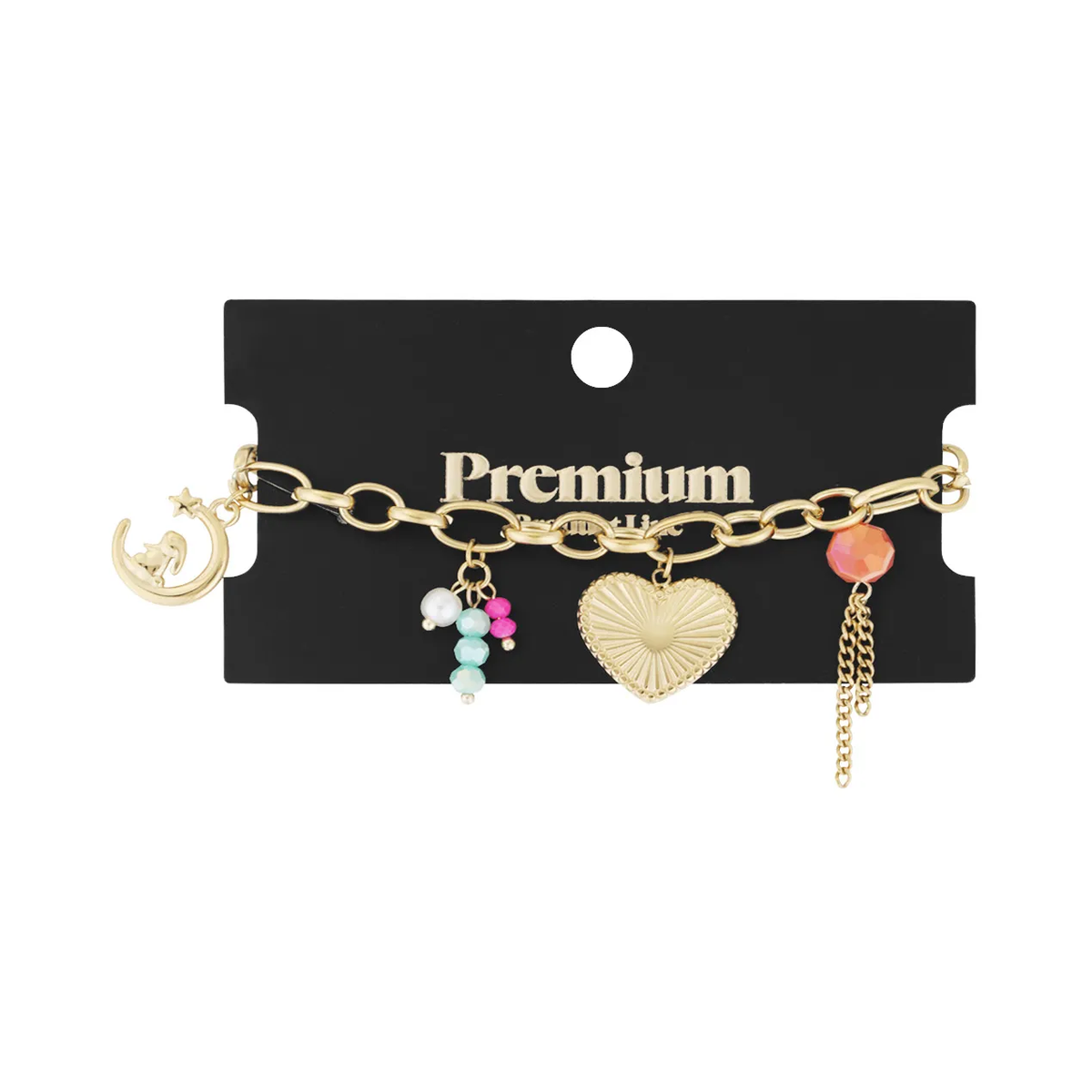 LIVAYA Armband Charmarmband Charmarmband mit Herz- und Mondanhängern aus Edelstahl, 16 cm – Bild 1