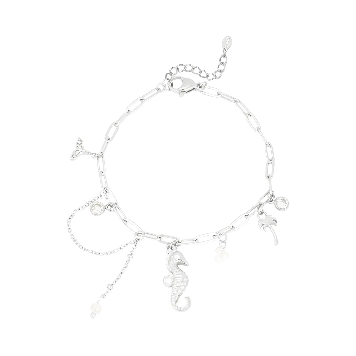 LIVAYA Armband Charmarmband mit Seepferdchen- und Palmen-Anhängern, 16 cm – Bild 1
