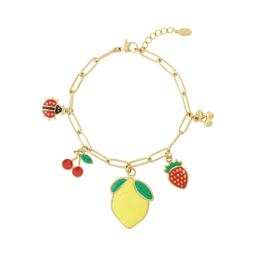 LIVAYA Armband Charmarmband mit Fruchtanhängern, 17 cm + 3 cm – Bild 1