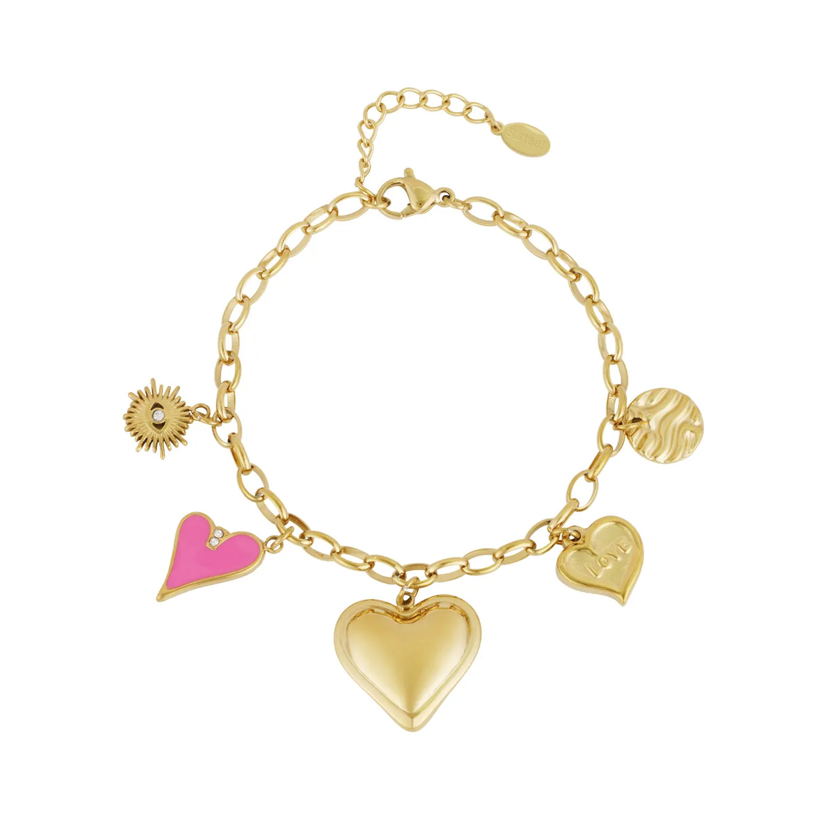LIVAYA Armband Charmarmband mit Herz- und Sonnenanhängern 16 cm – Bild 2
