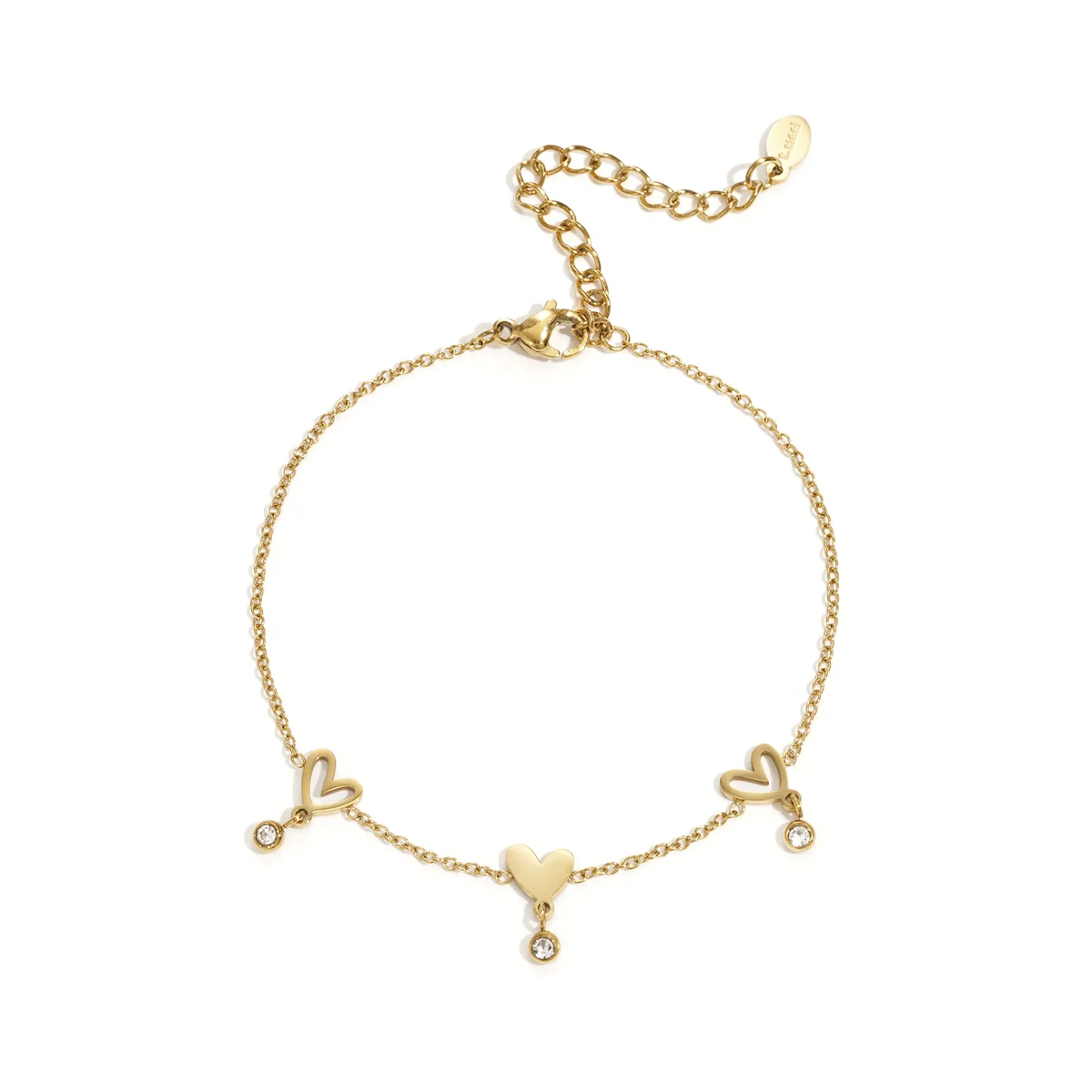 LIVAYA Armband Gliederarmband goldfarben mit Herzdetails, 16 cm + 5 cm – Bild 1