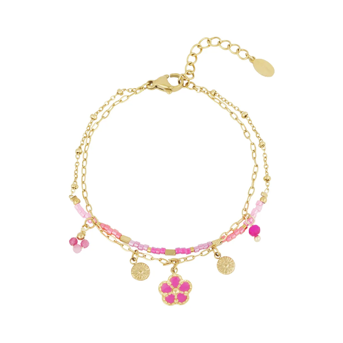 LIVAYA Armband Charmarmband mit Blütenanhängern, 16 cm – Bild 1