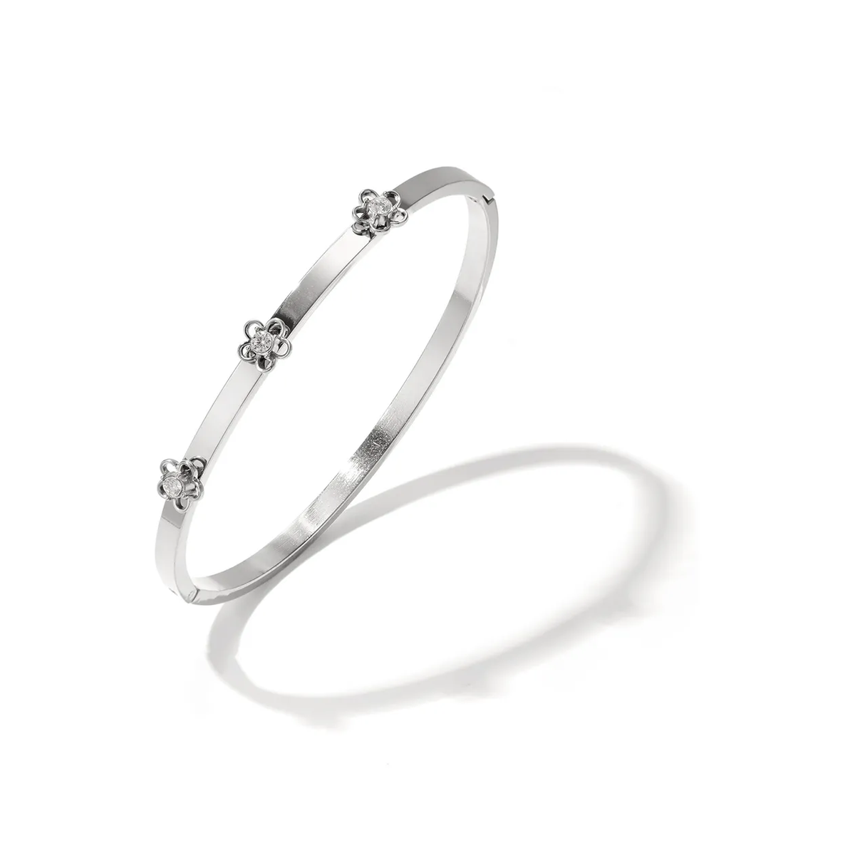 LIVAYA Armband Armreif mit Blumenmotiven und Strasssteinen – Bild 1