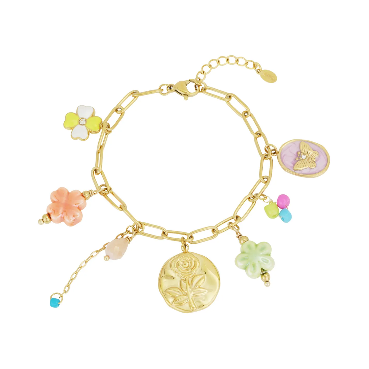 LIVAYA Armband Charmarmband mit bunten Anhängern, 16 cm – Bild 1