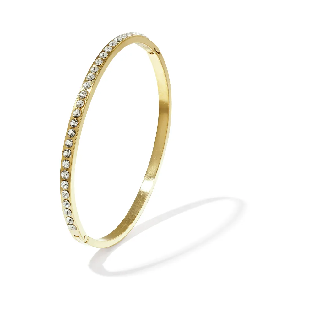 LIVAYA Armband Armreif Armreif aus Edelstahl mit Strasssteinreihe – Bild 2