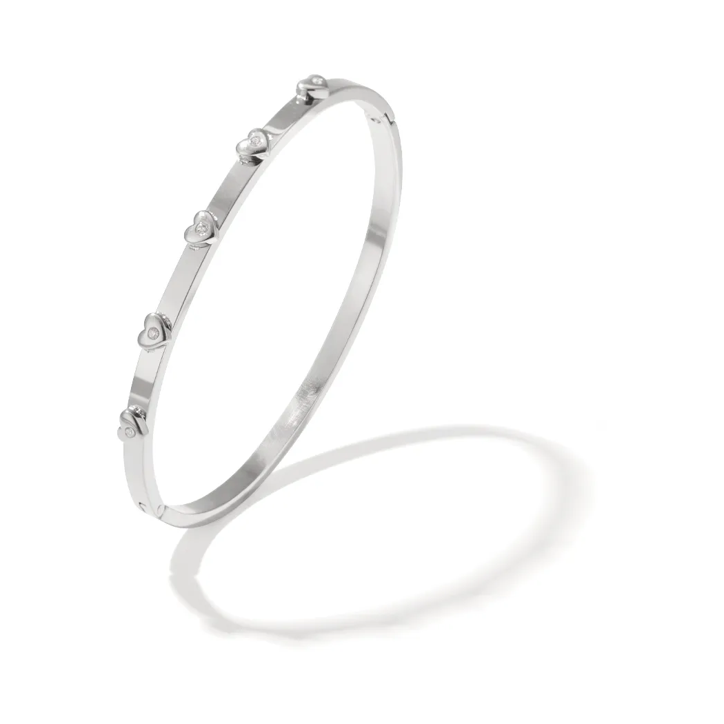 LIVAYA Armband Armreif mit Herzdetails und Strasssteinen – Bild 1