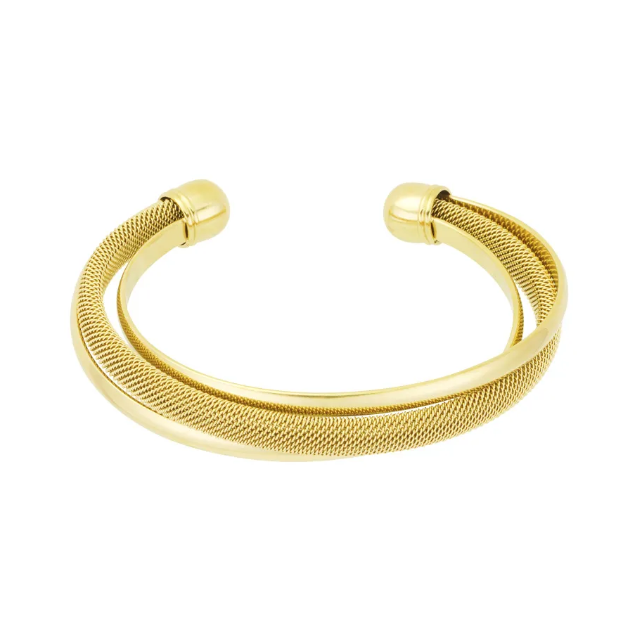 LIVAYA Armband Armspange aus Edelstahl mit strukturierter Oberfläche – Bild 2