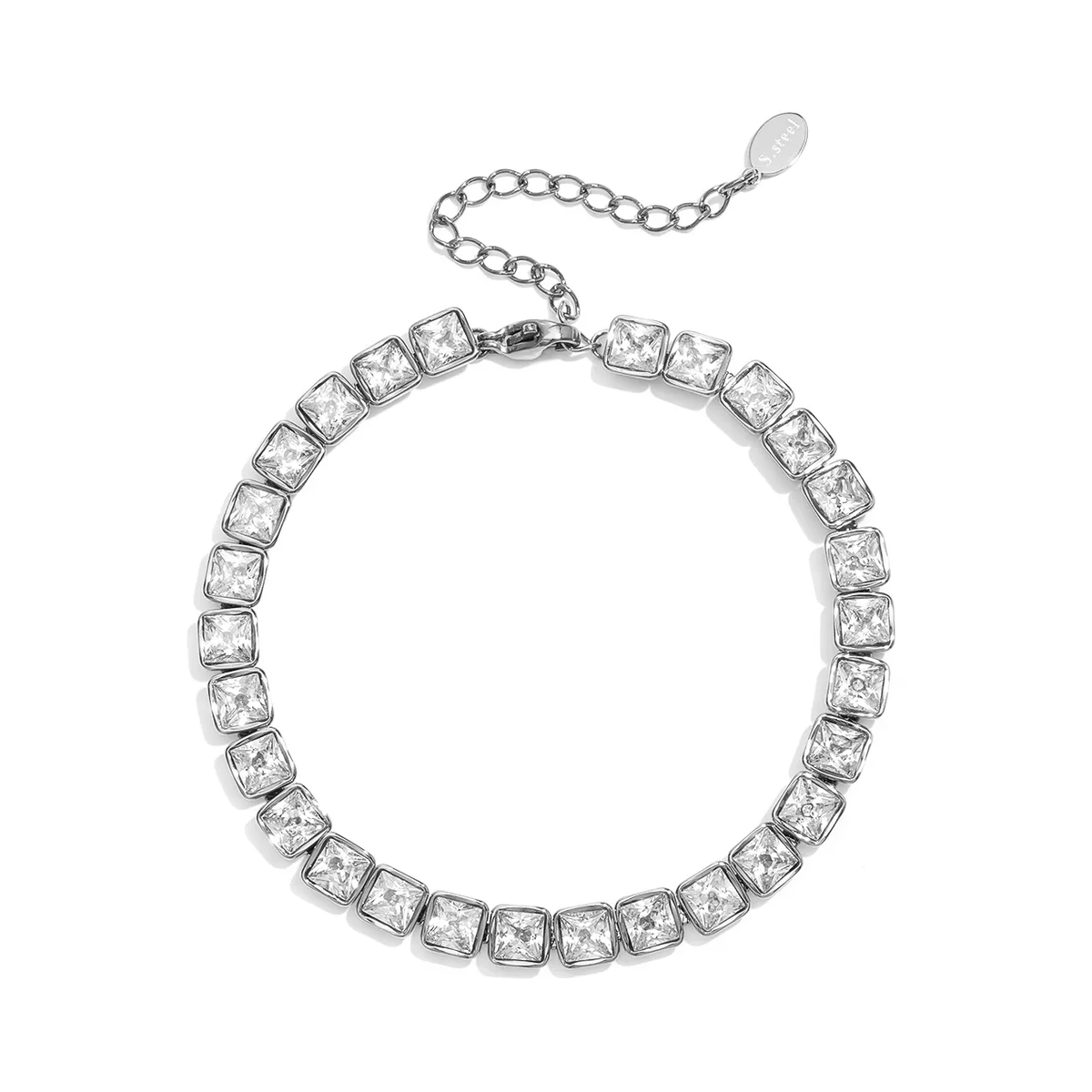 LIVAYA Armband Perlenarmband mit eckigen Schmucksteinen, 17 cm + 5 cm – Bild 1