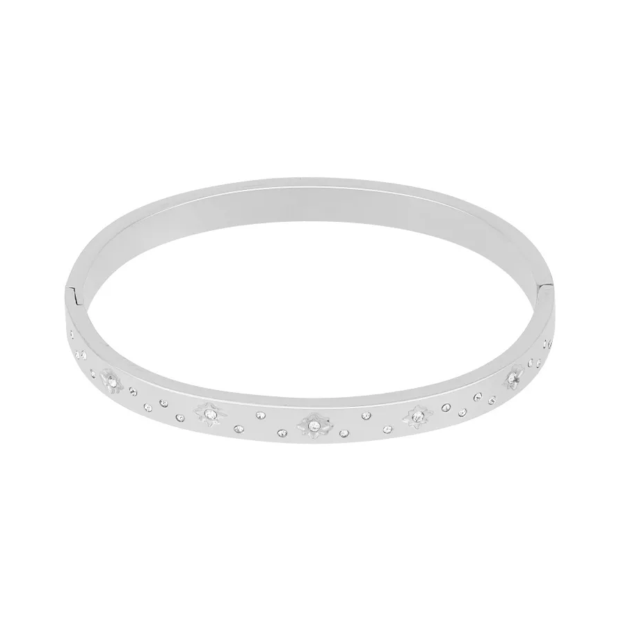 LIVAYA Armband Armreif aus Edelstahl mit Blumenmotiv – Bild 1