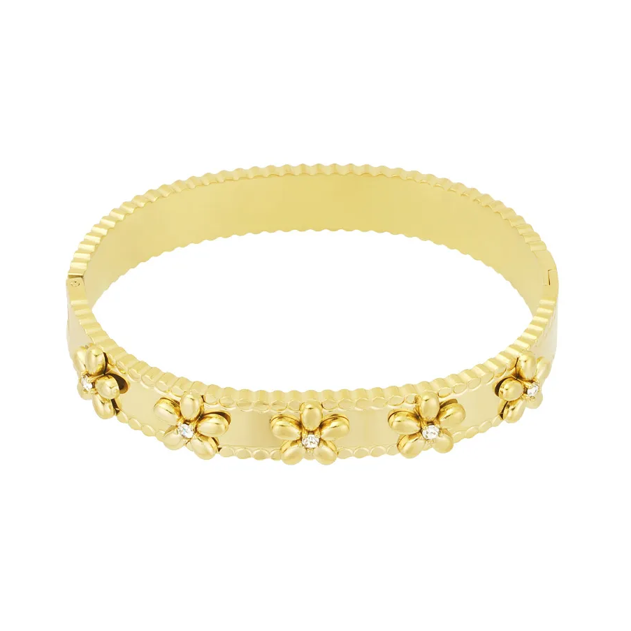 LIVAYA Armband Armreif mit Blumenmotiv aus Edelstahl – Bild 2