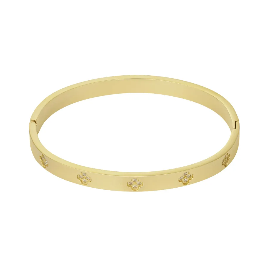 LIVAYA Armband Armreif aus Edelstahl mit Kleeblattmotiven – Bild 2