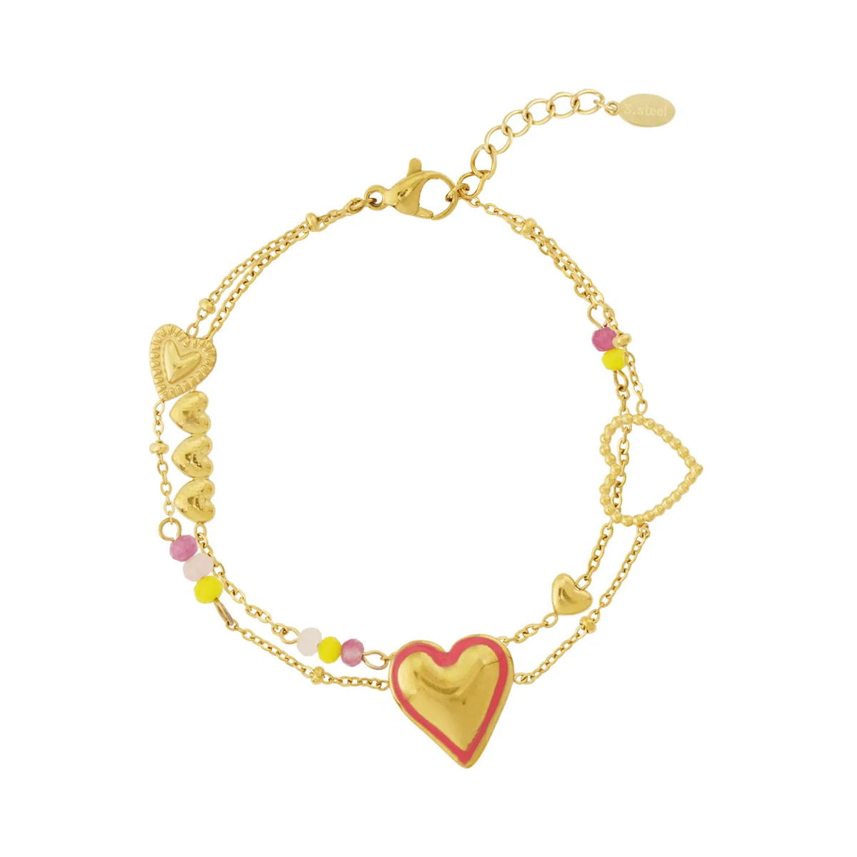 LIVAYA Armband Charmarmband mit Herzanhängern, 16 cm + 3 cm – Bild 1