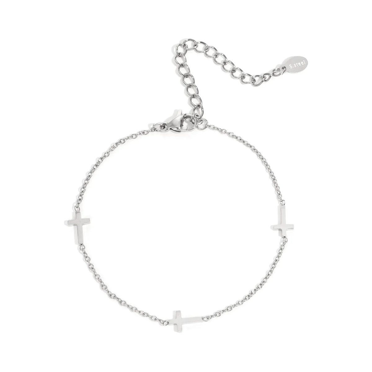LIVAYA Armband Gliederarmband aus Edelstahl mit Kreuzmotiv 16 cm + 3 cm – Bild 1