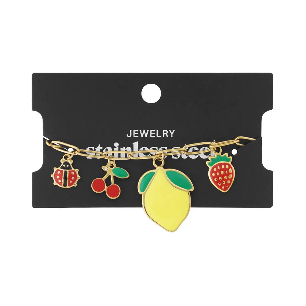 LIVAYA Armband Charmarmband mit Fruchtanhängern, 17 cm + 3 cm – Bild 2
