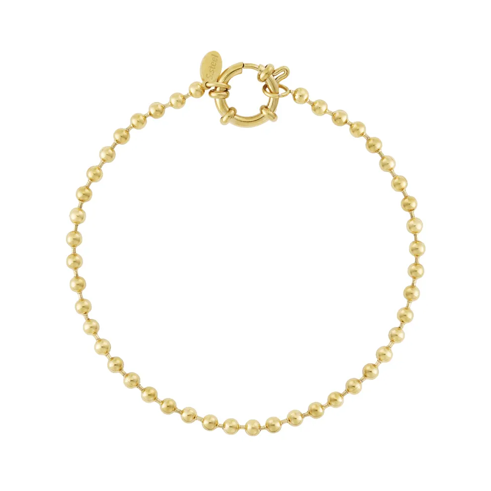 LIVAYA Armband Gliederarmband aus Edelstahl mit Kugelgliedern, goldfarben, 19 cm – Bild 1