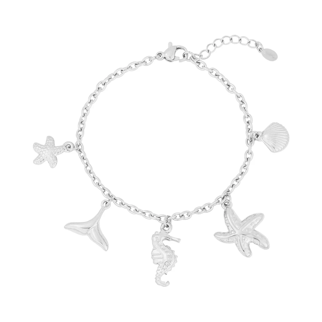 LIVAYA Armband Charmarmband aus Edelstahl mit maritimen Anhängern, 17,5 cm – Bild 1