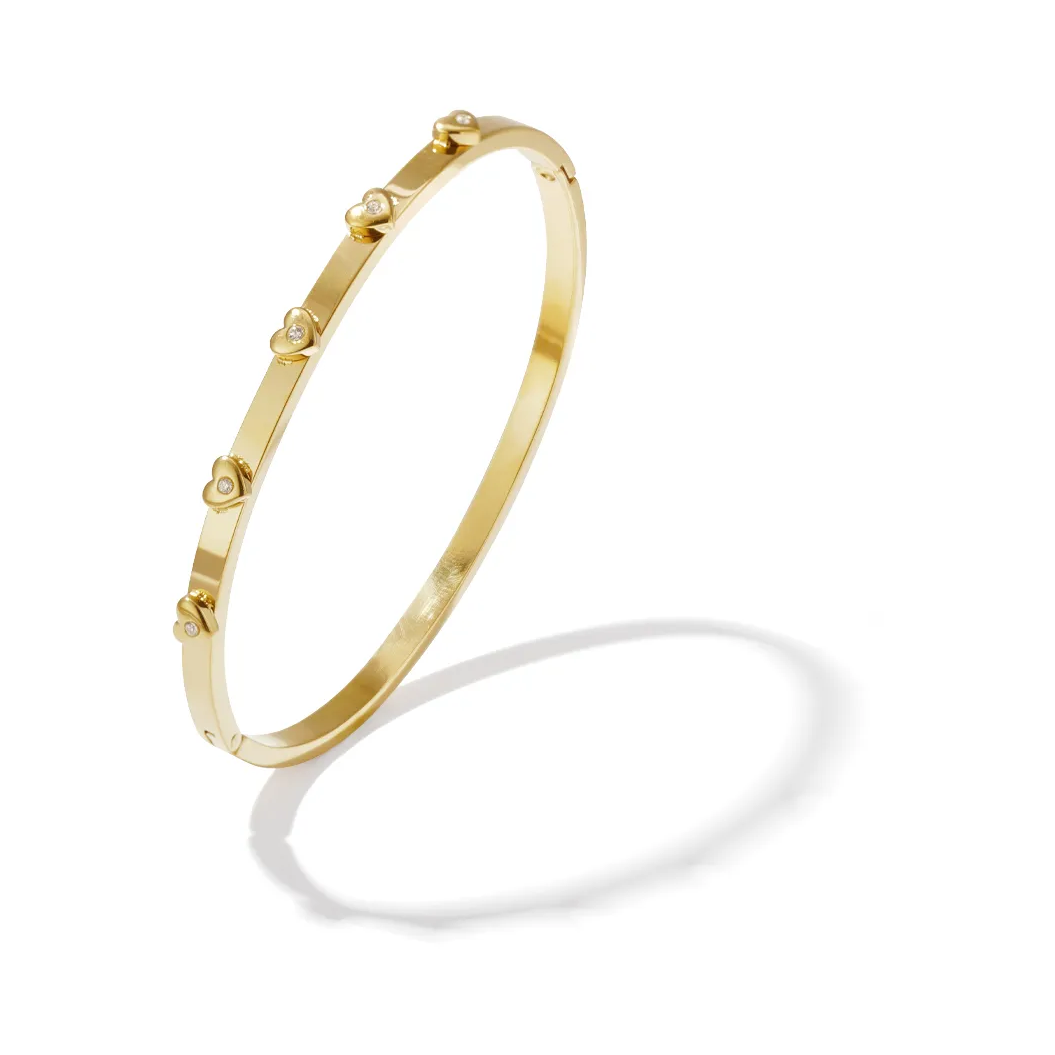 LIVAYA Armband Armreif mit Herzdetails und Strasssteinen – Bild 2