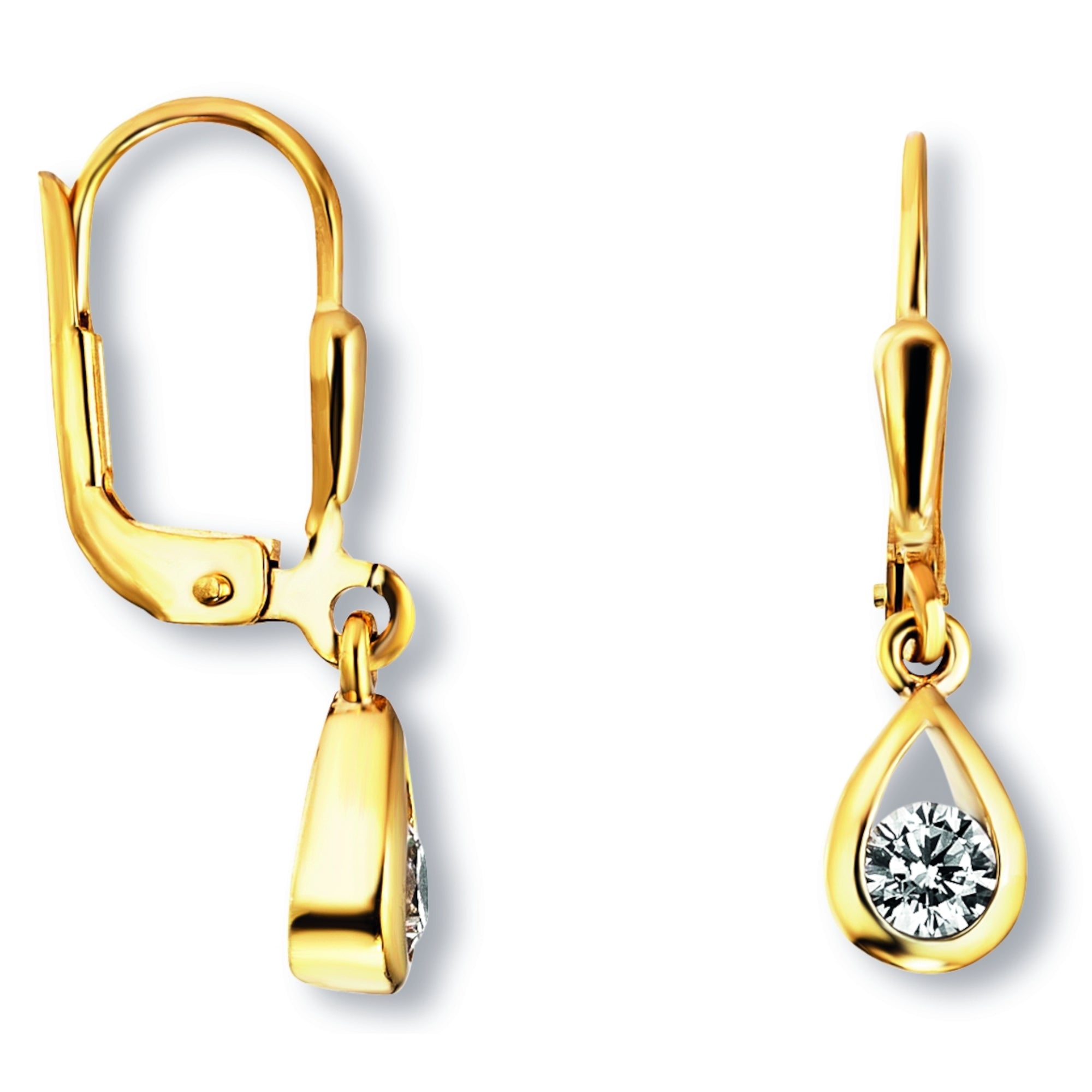 Zirkonia Ohrringe Ohrhänger aus 333er Gelbgold von ONE ELEMENT – Bild 2