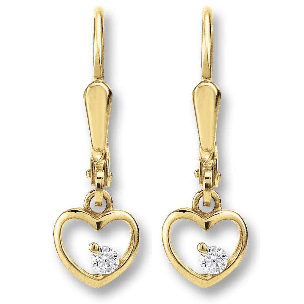 Herz-Ohrhänger aus 333er Gelbgold mit Zirkonia von ONE ELEMENT
