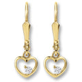Herz-Ohrhänger aus 333er Gelbgold mit Zirkonia von ONE ELEMENT