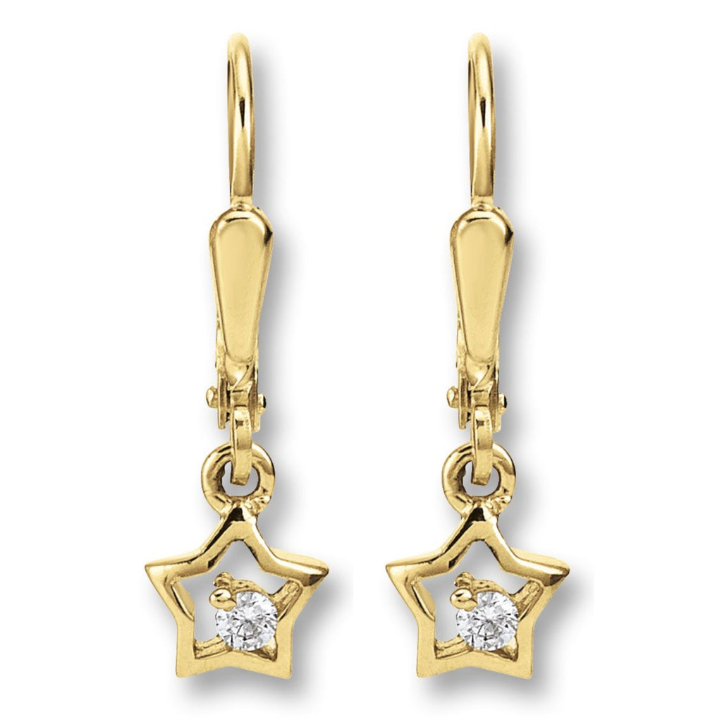 Stern-Ohrhänger aus 333er Gelbgold mit Zirkonia von ONE ELEMENT