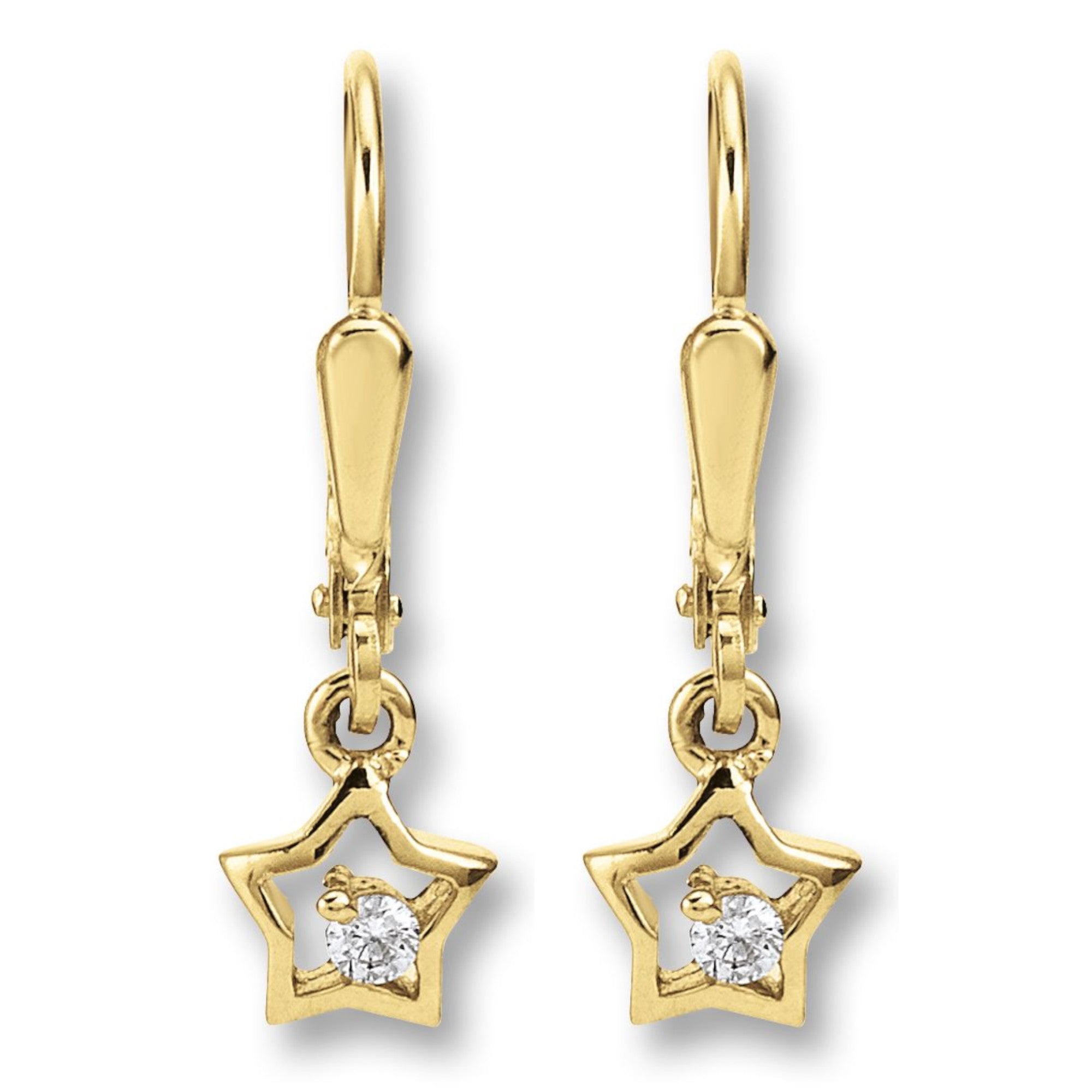 Stern-Ohrhänger aus 333er Gelbgold mit Zirkonia von ONE ELEMENT