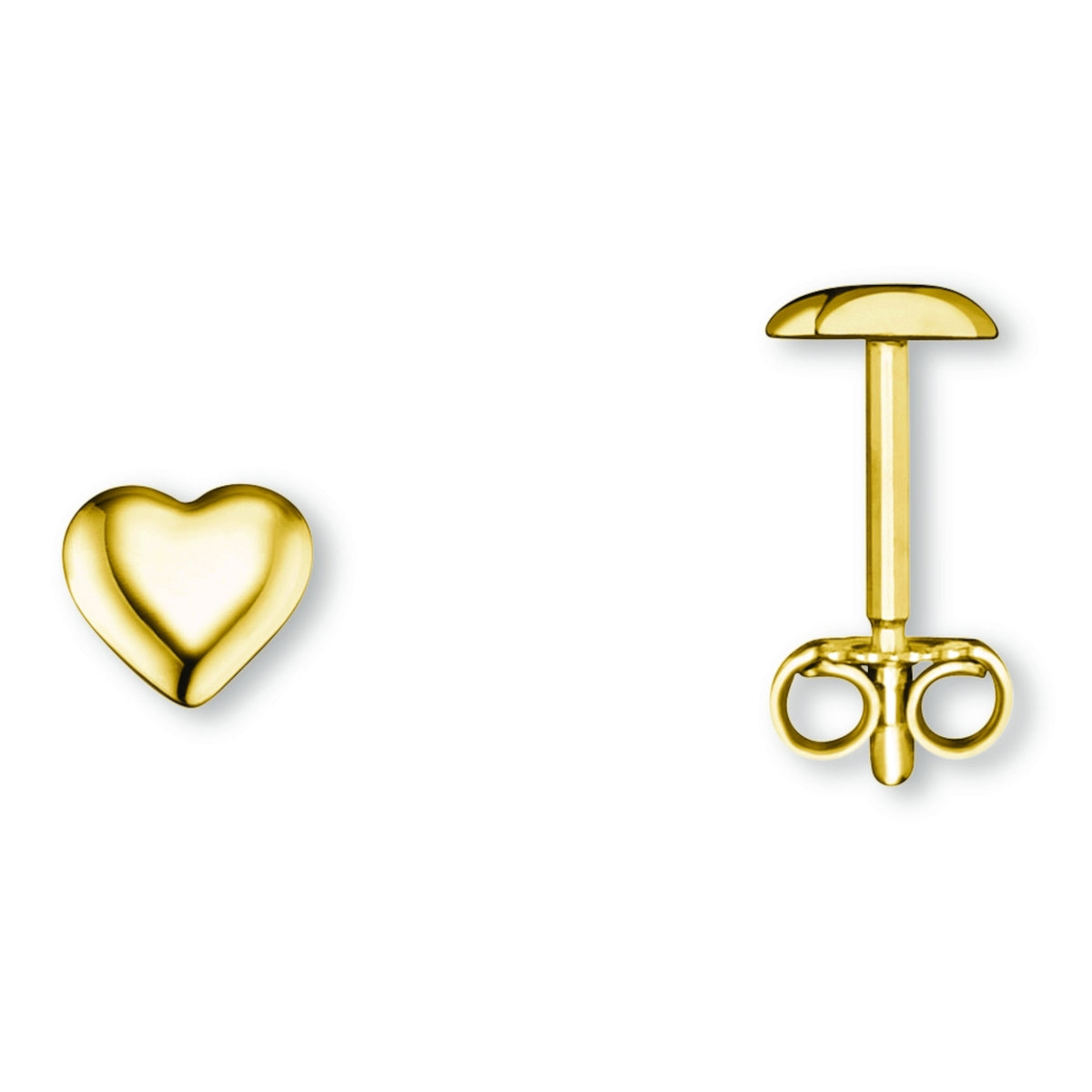 Herz Ohrringe Ohrstecker aus 333er Gelbgold von ONE ELEMENT – Bild 1
