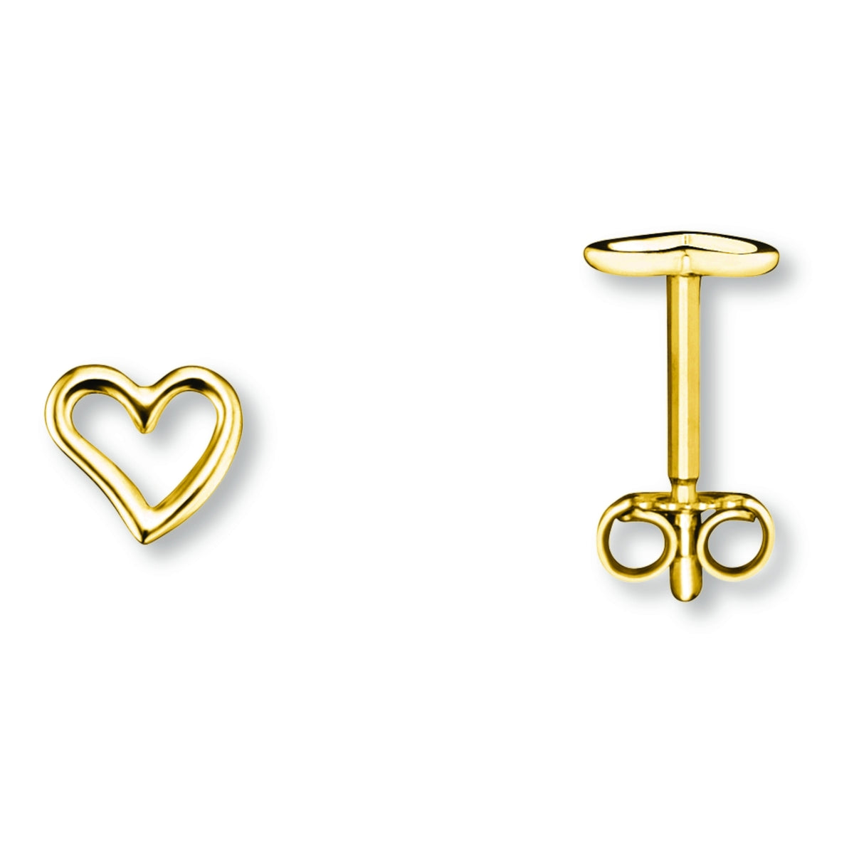 Herz-Ohrstecker aus 333er Gelbgold von ONE ELEMENT